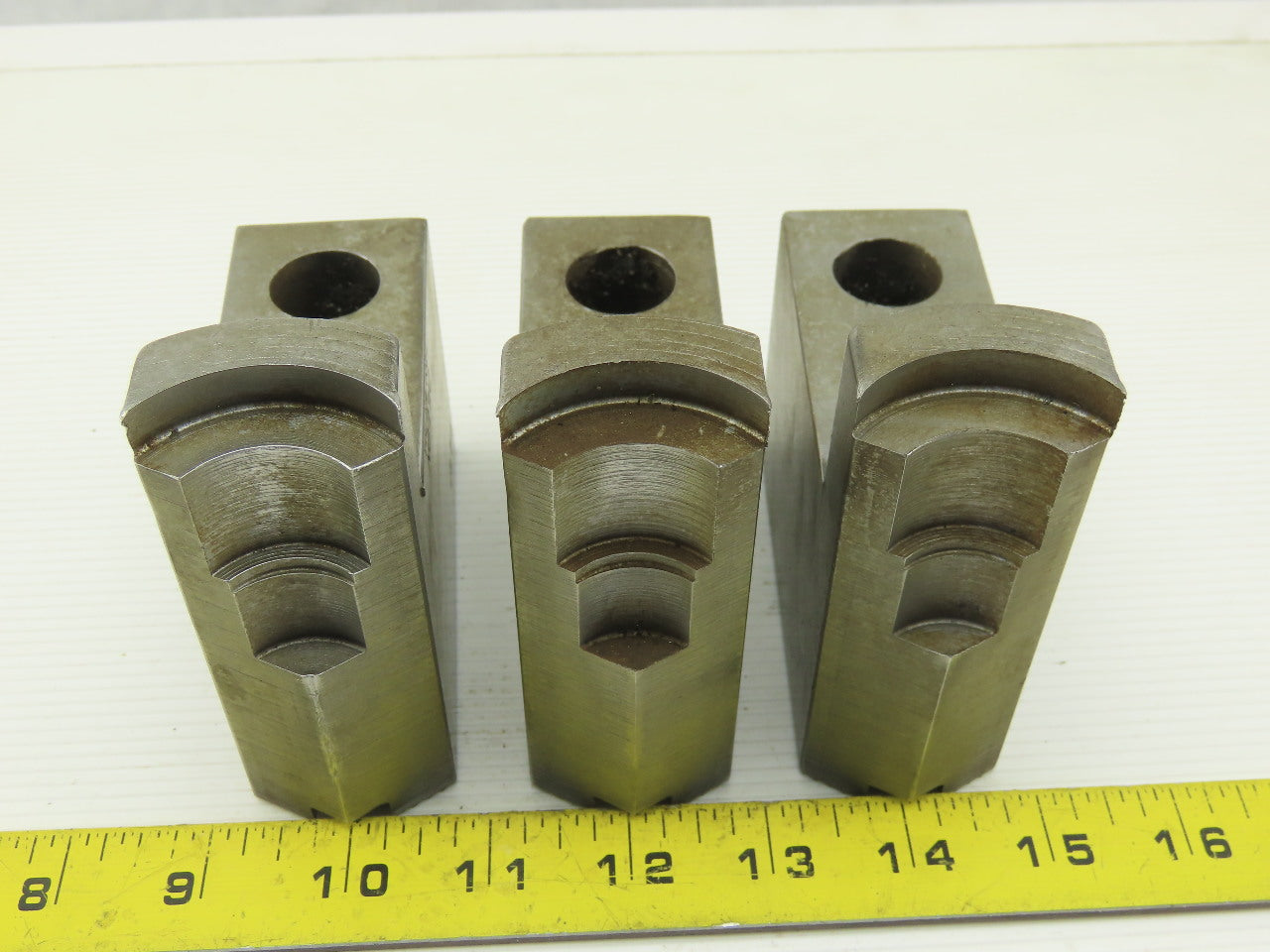 Dillon KW8HP ID Step Serrated 1.5mm x 60° Soft Steel Lathe 8" Chuck Jaw Set of 3