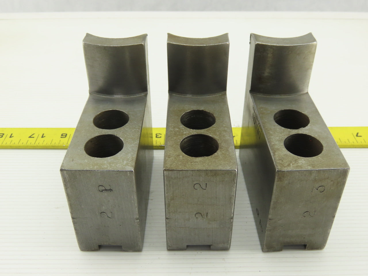 Dillon KW8HP ID Step Serrated 1.5mm x 60° Soft Steel Lathe 8" Chuck Jaw Set of 3