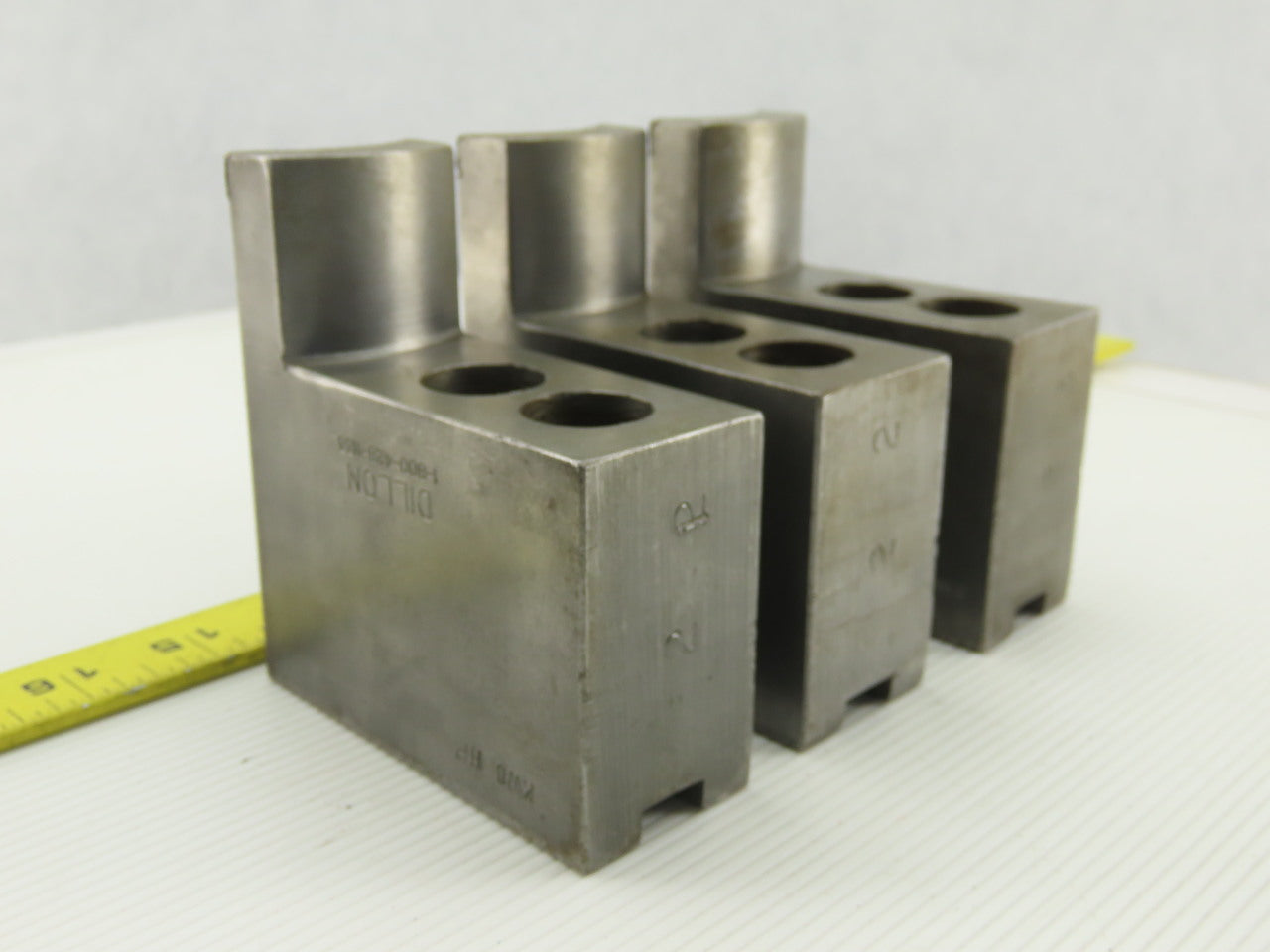 Dillon KW8HP ID Step Serrated 1.5mm x 60° Soft Steel Lathe 8" Chuck Jaw Set of 3