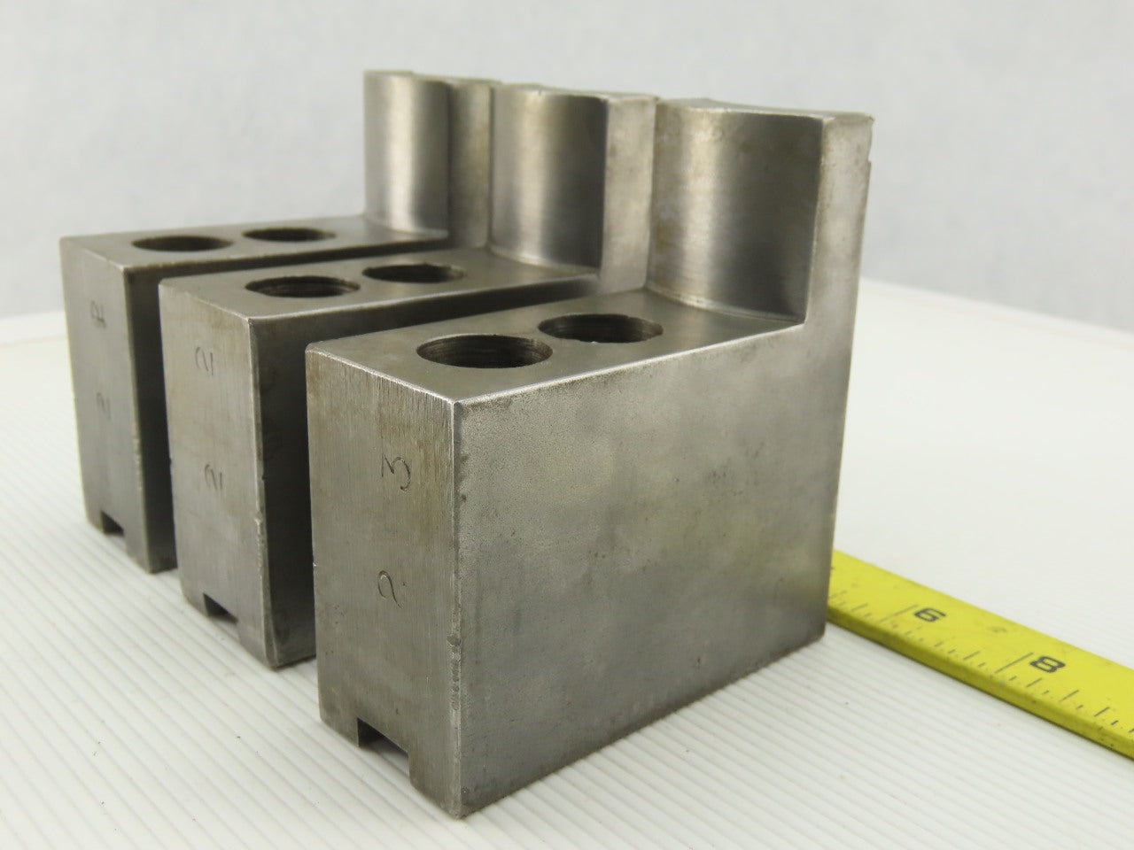 Dillon KW8HP ID Step Serrated 1.5mm x 60° Soft Steel Lathe 8" Chuck Jaw Set of 3
