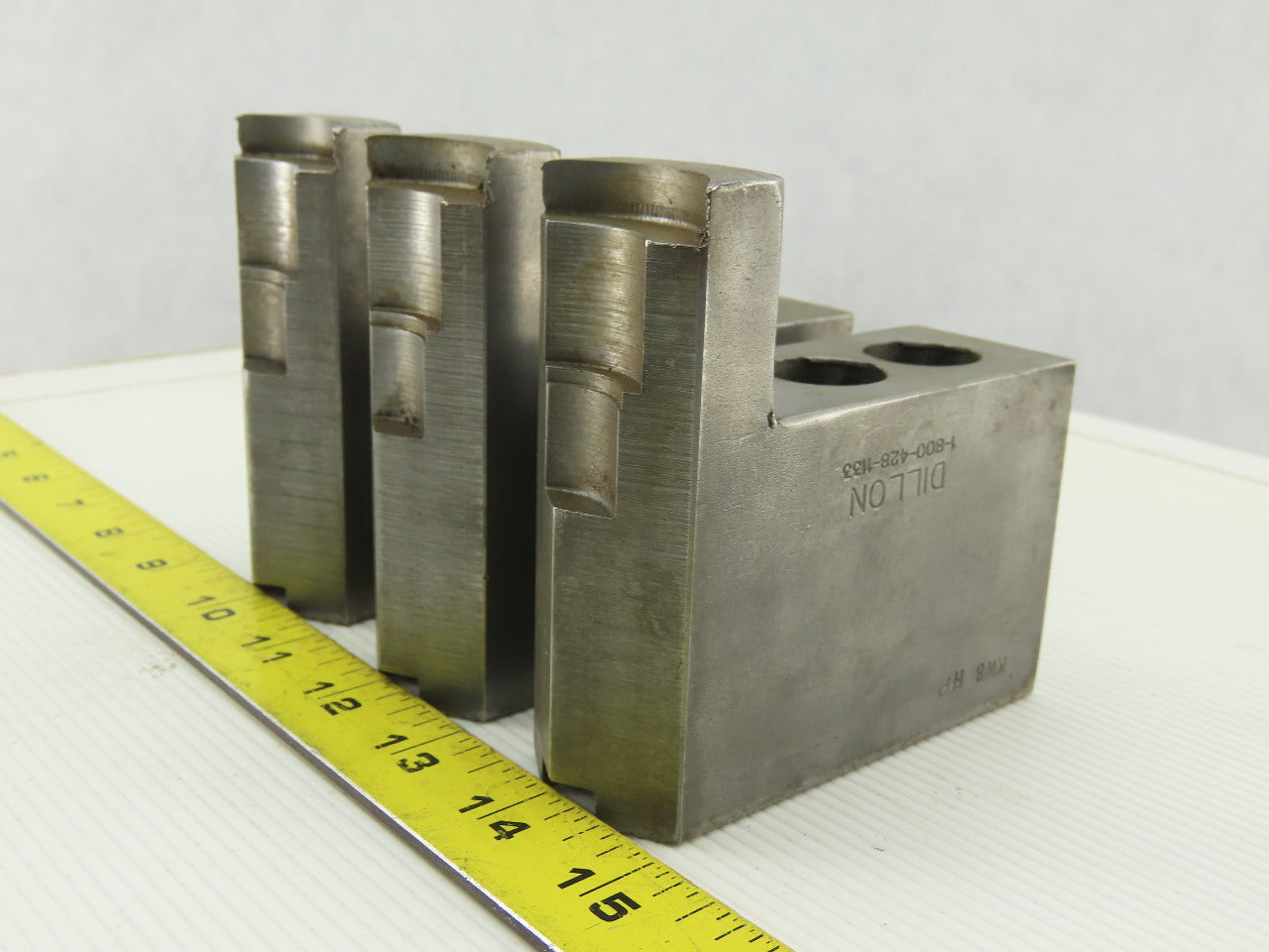 Dillon KW8HP ID Step Serrated 1.5mm x 60° Soft Steel Lathe 8" Chuck Jaw Set of 3