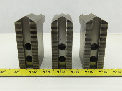 Dillon KW8HP ID Step Serrated 1.5mm x 60° Soft Steel Lathe 8" Chuck Jaw Set of 3