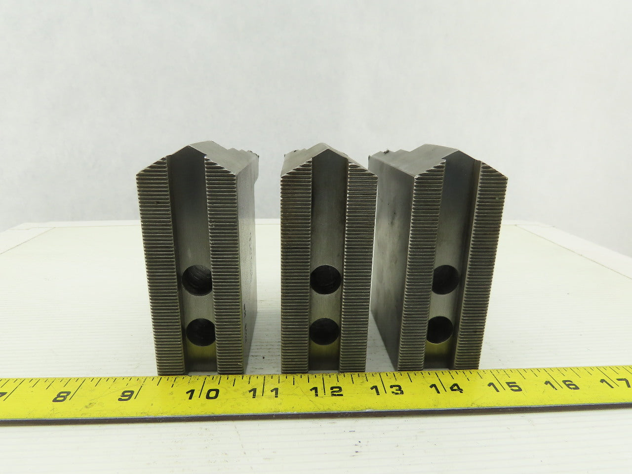 Dillon KW8HP ID Step Serrated 1.5mm x 60° Soft Steel Lathe 8" Chuck Jaw Set of 3