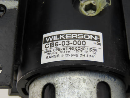 Wilkerson CB6-03-00 Inline Air Filter Lubricator Regulator FRL 0-125 PSI