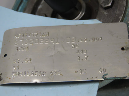 Sew Eurodrive DFT71K4 47.77:1 Ratio 36RPM Output .25Hp 3Ph 208/360Y Gear Motor