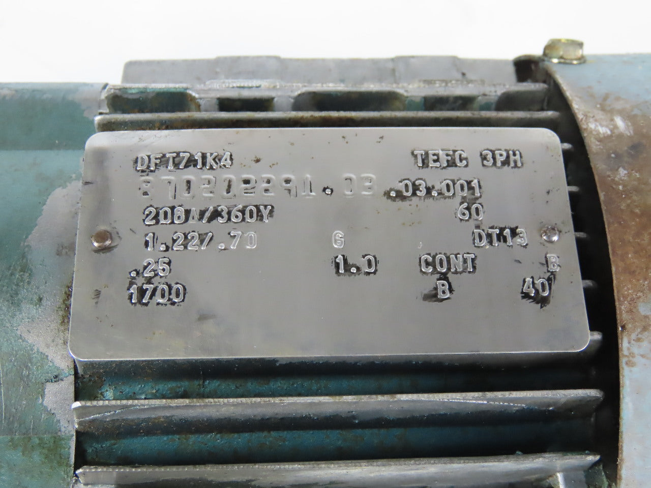 Sew Eurodrive DFT71K4 47.77:1 Ratio 36RPM Output .25Hp 3Ph 208/360Y Gear Motor