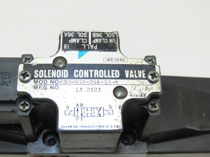 Daikin KSO-G02-2NA-10-N 4/3 Way Closed Center Hydraulic Valve Check Manifold
