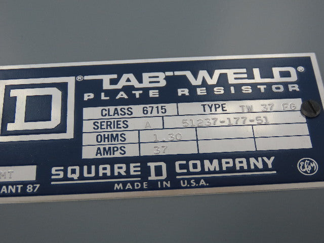 Square D TW37FG Tabweld 600V AC/DC 1.30 Ohms 37A Class 6715 Crane Plate Resistor