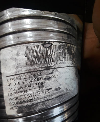 U130S-LB-128-50 4" 0.18" Thick 304 SS Interlock Corrugated Duct Tube Pipe 60'