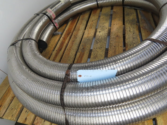 U130S-LB-128-50 4" 0.18" Thick 304 SS Interlock Corrugated Duct Tube Pipe 60'
