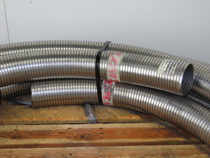U130S-LB-128-50 4" 0.18" Thick 304 SS Interlock Corrugated Duct Tube Pipe 60'
