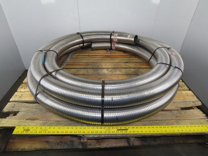 U130S-LB-128-50 4" 0.18" Thick 304 SS Interlock Corrugated Duct Tube Pipe 60'