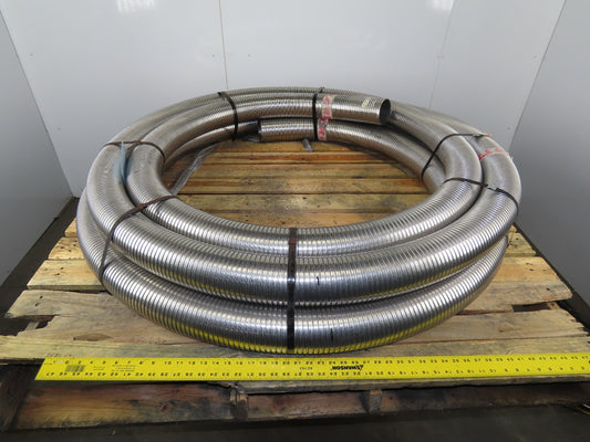 U130S-LB-128-50 4" 0.18" Thick 304 SS Interlock Corrugated Duct Tube Pipe 60'