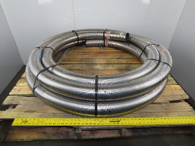 U130S-LB-128-50 4" 0.18" Thick 304 SS Interlock Corrugated Duct Tube Pipe 60'