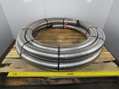U130S-LB-128-50 4" 0.18" Thick 304 SS Interlock Corrugated Duct Tube Pipe 60'