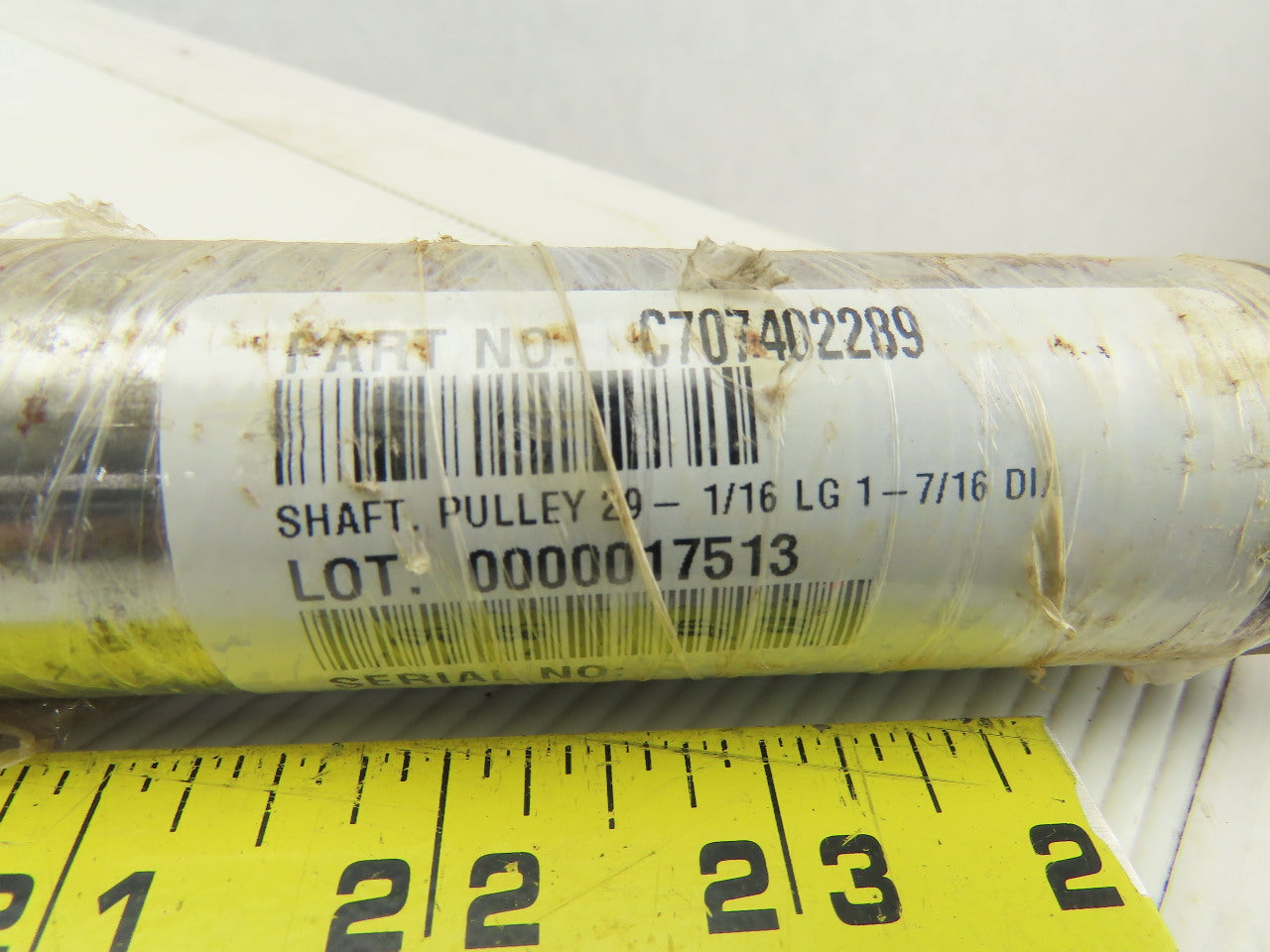 1-7/16" OD x 29-1/16" Solid Steel Pulley Shaft End Flats