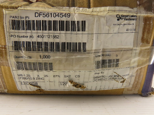 M8-1.25 Threaded SHCS Hex Cap Screw 29.50mm OAL Lot of 1000
