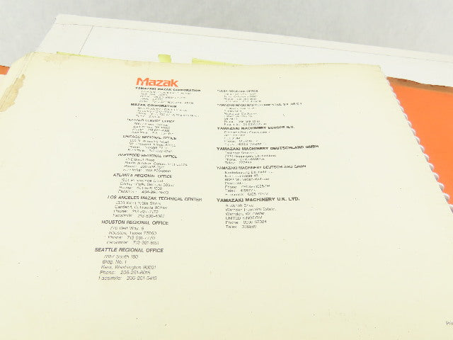 Mazak ST-40NATCM/C Slant Turn Servo Axis Logic Electrical Wiring Diagram Manual