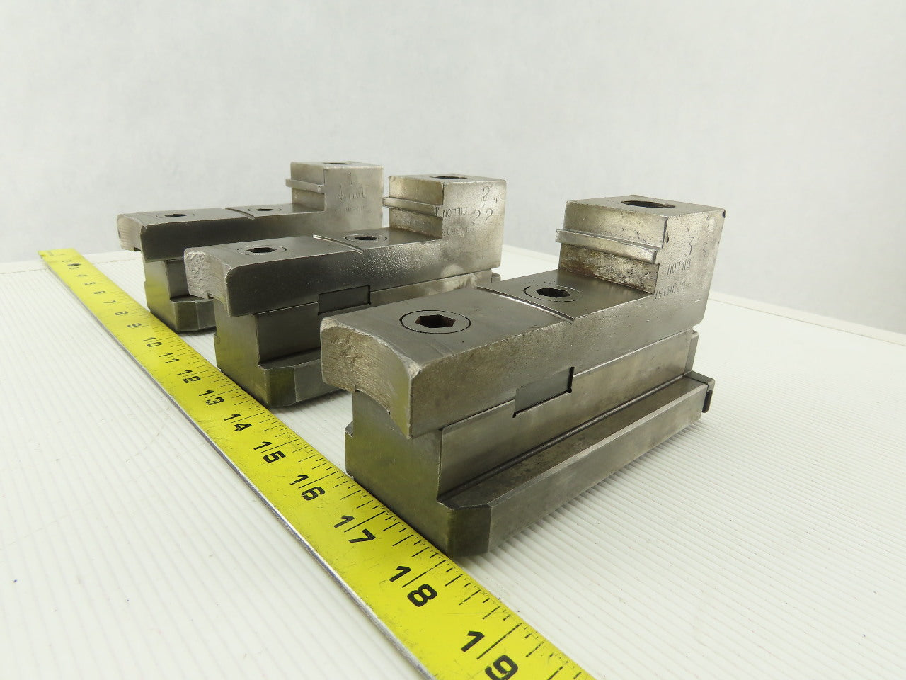 Square Serrated Chuck Hard Master Jaw W/ Top Jaw Set of 3