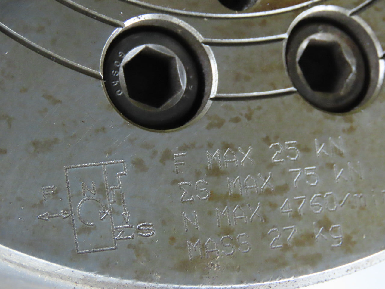 Kitagawa N-08 8" Lathe Chuck 3 Jaw W/ Spindle Mounting Flange Hitachi Seiki VK65