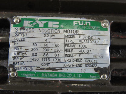 Fuji P-37-2.2 PSV-23C1A-A7B-2 Hydraulic Piston Pump 2.2kW 200/220V 50/60Hz