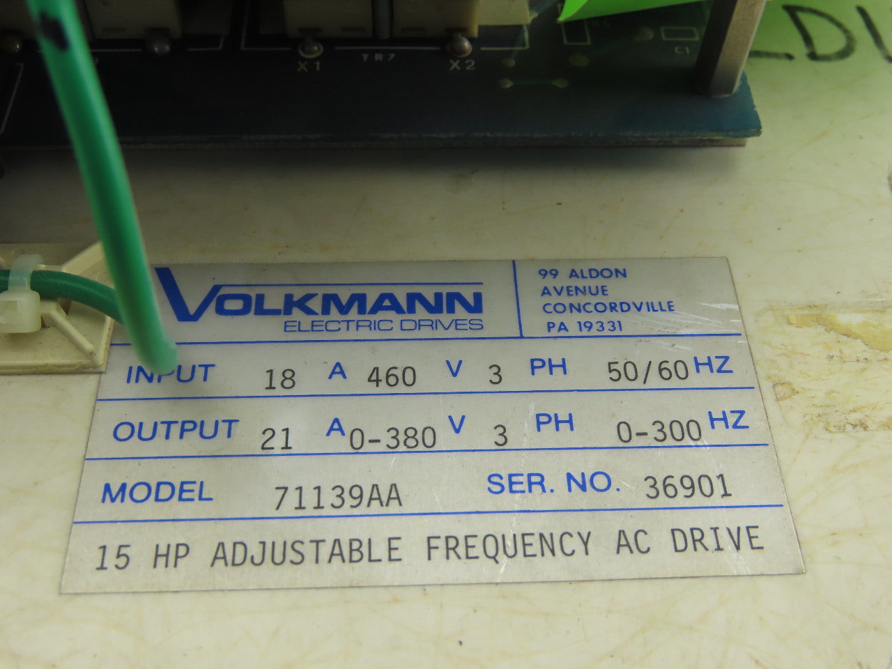 Volkmann 71139AA Adjustable Frequency AC Drive 460V 3Ph 0-300Hz Output 15Hp VFD