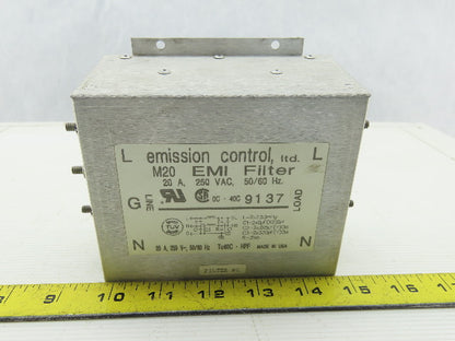 Emission Control M20 EMI Filter 250VAC 20A 50/60Hz