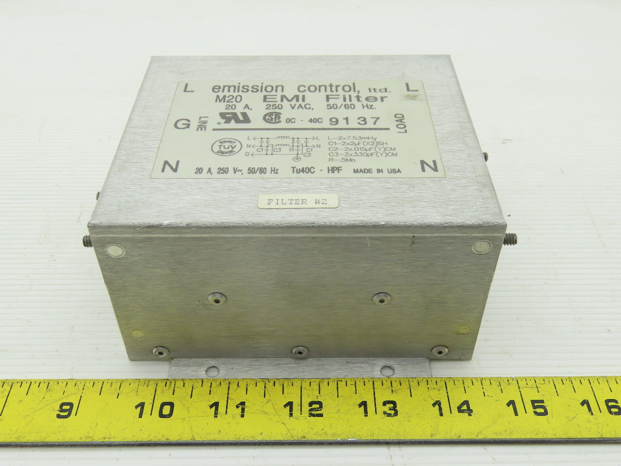 Emission Control M20 EMI Filter 250VAC 20A 50/60Hz