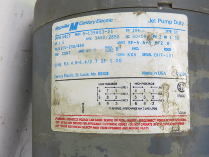 MagneTek H607 1-1/2Hp 200-230/460V 3Ph Flange Mount Pump 1-1/2"x1"