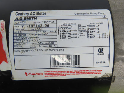 AO Smith H506 2Hp 208-230/460V 3Ph 1-1/2"x1-1/4" Motor Pump