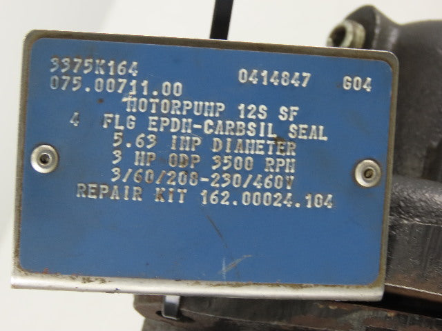 Marathon 075.00711.00 3Hp 3450RPM 208-230/460V 1-1/2"x1" Flange Mount Motor Pump