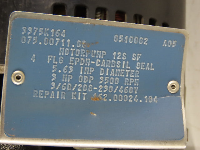 Marathon 075.00744.00 3Hp 3450RPM 208-230/460V 1-1/2"x1" Flange Mount Motor Pump