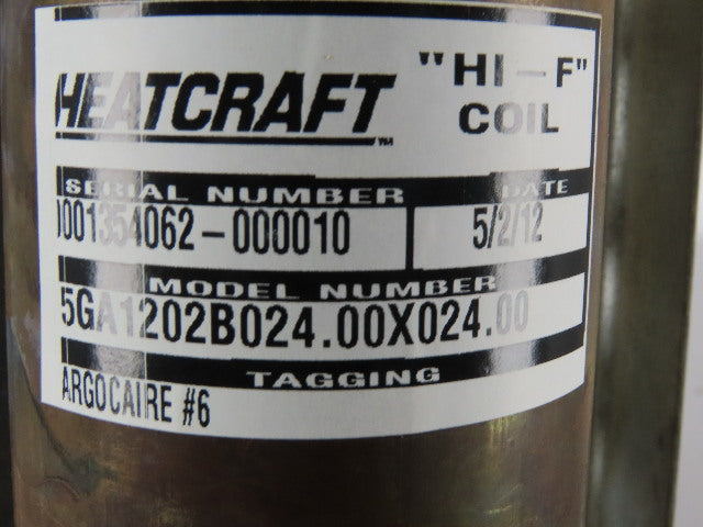 Heatcraft 5GA1202B024.00X024.00 Hi-F 24" x 24" Fin Steam Coil