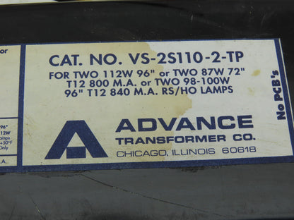 Advance VS-2S110-TP 277V 2-72" or 96" Rapid Start Ballast
