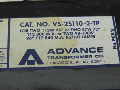 Advance VS-2S110-TP 277V 2-72" or 96" Rapid Start Ballast