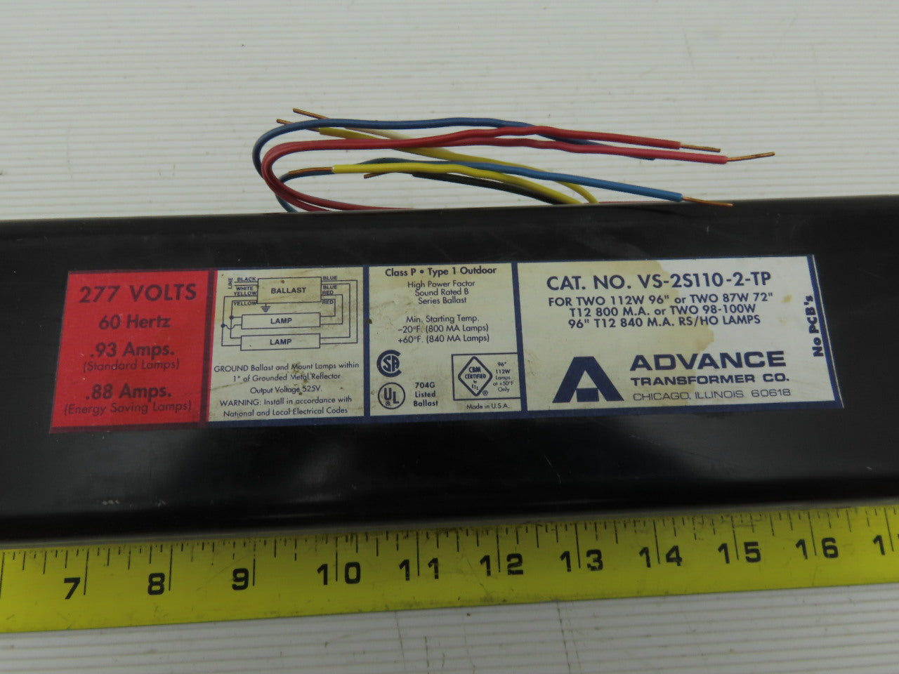 Advance VS-2S110-TP 277V 2-72" or 96" Rapid Start Ballast