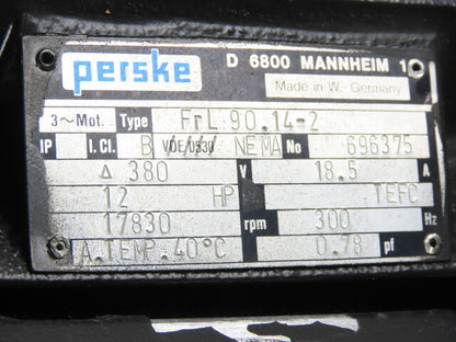 Perske FRL 90.14-2 12Hp 17,830 RPM 380V 300Hz Spindle Motor