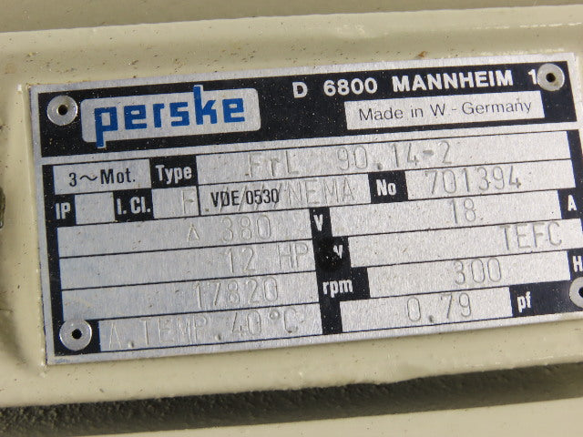 Perske FrL 90.14-2 12Hp 17,820 RPM 380V 300Hz Spindle Motor