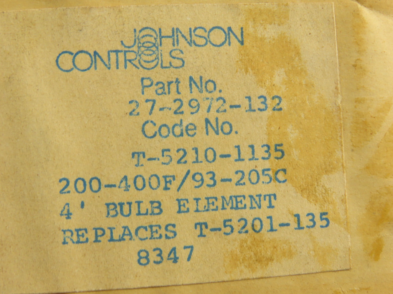 Johnson Controls T-5210-1135 200-400°F Temperature Transmitter