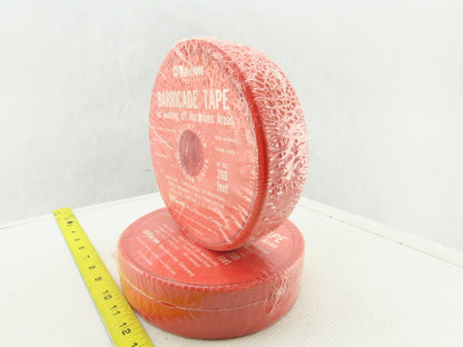 Encon BT-012 Red Environment Proof Hazardous Area Barricade Tape 200' Lot Of 2