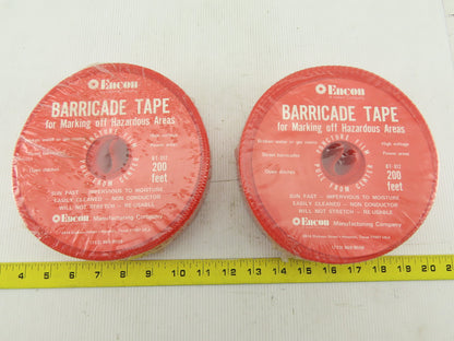 Encon BT-012 Red Environment Proof Hazardous Area Barricade Tape 200' Lot Of 2