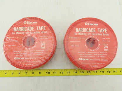 Encon BT-012 Red Environment Proof Hazardous Area Barricade Tape 200' Lot Of 2