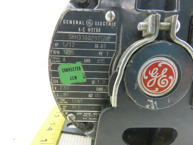 General Electric 5KH33GG232ENE 1/12Hp 230V 48Frame 1Phase 1725RPM Electric Motor