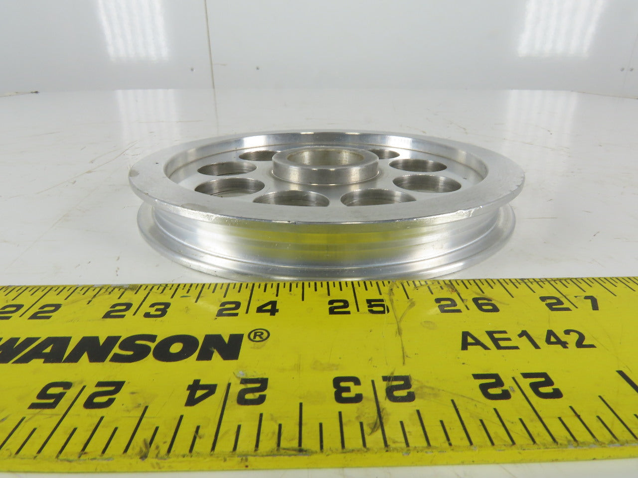 6" OD Single Groove 1/2" Flat Belt Idler Aluminum Pulley Sheave 1-1/4" Bore