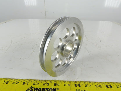 6" OD Single Groove 1/2" Flat Belt Idler Aluminum Pulley Sheave 1-1/4" Bore