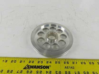 6" OD Single Groove 1/2" Flat Belt Idler Aluminum Pulley Sheave 1-1/4" Bore