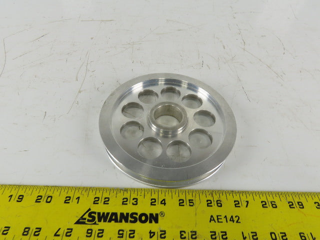 6" OD Single Groove 1/2" Flat Belt Idler Aluminum Pulley Sheave 1-1/4" Bore