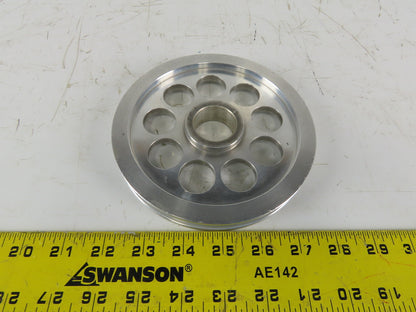 6" OD Single Groove 1/2" Flat Belt Idler Aluminum Pulley Sheave 1-1/4" Bore