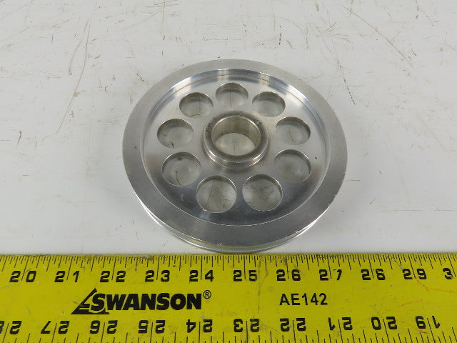 6" OD Single Groove 1/2" Flat Belt Idler Aluminum Pulley Sheave 1-1/4" Bore