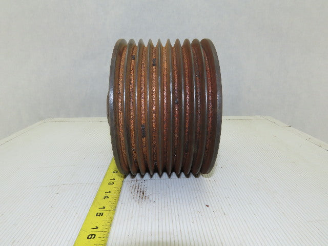 6-3/8" OD x 4-1/2" Wide 9 Groove 3V Section Pulley Sheave 1-1/4" Bore